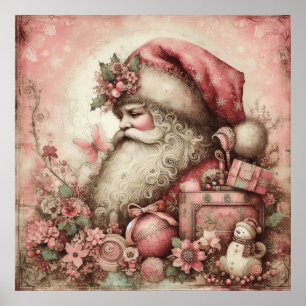 Rosa Vintage Santa Poster