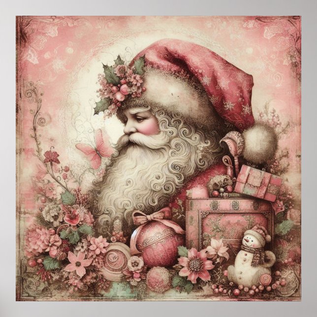 Rosa Vintage Santa Poster (Framsidan)