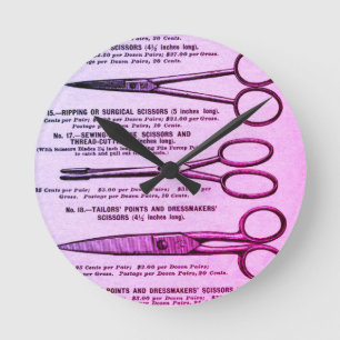 Rosa Vintage Sissar Advert Rund Klocka
