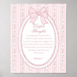 Rosa Vintage Snygga Blommiga Blöjtankar Baby Poster