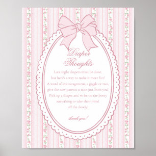 Rosa Vintage Snygga Blommiga Blöjtankar Baby Poster