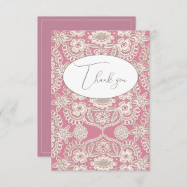 Rosa Vintage Spets Platt Tacksamhetskort Tack Kort