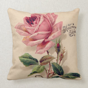 Rosa vintage steg kudde