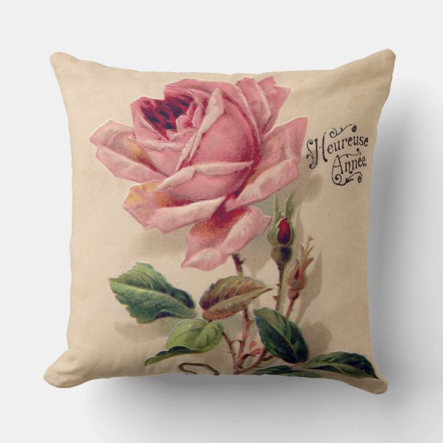 Rosa vintage steg kudde (Framsida)