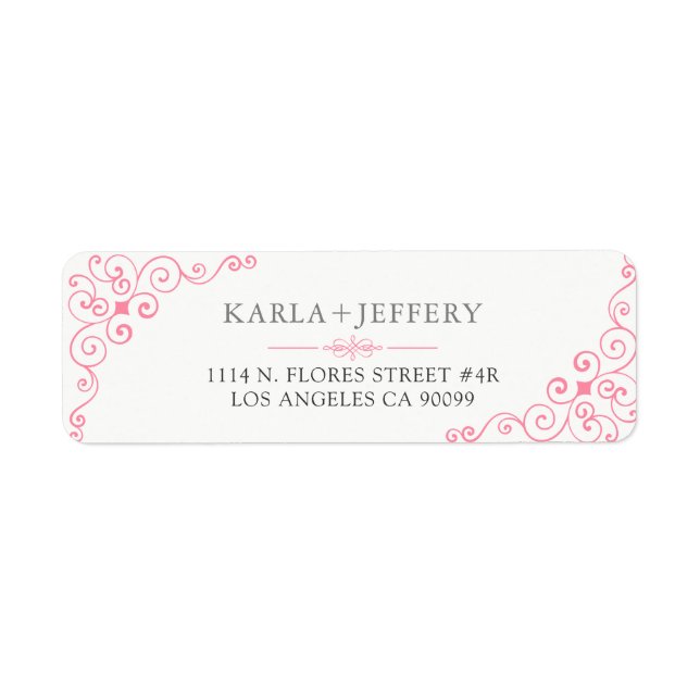 Rosa Vintage Swirly Ram Returadress Etikett (Framsidan)