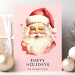 Rosa Vintage Vattenfärg Jultomten jul Helgkort<br><div class="desc">Skicka festive hälsning med vår Rosa Vintage Watercolor Jultomten julkort Helgdag Card! Det här charmeringskortet har en nostalgisk vattenfärgad illustration av Jultomten som ställs mot en livfull bakgrund, försedd med delikat snöflingor. Perfekt för att sprida helgdag, detta kort fångar julens tidlösa anda. Insidan är tom, vilket gör att du kan...</div>