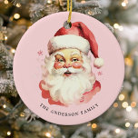 Rosa Vintage Vattenfärg Jultomten jul Julgransprydnad Keramik<br><div class="desc">Fira festsäsongen med vår Rosa Vintage Watercolor Jultomten jul Ceramic Ornament! Den här charmerande prydnadsformen har en nostalgisk Jultomten-design som ställs in mot en snyggt solid bakgrund och kombinerar vintage charm med modernt smål. Perfekt för att lägga till en festlig beröring till Julgran. Anpassa anpassad design till din egen familj...</div>