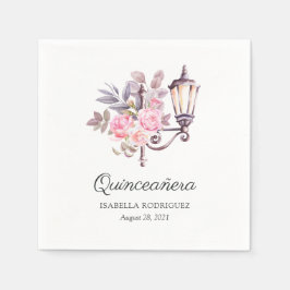 Rosa Vintage Vattenfärg Rosor Parisisk Quinceañera Pappersservett