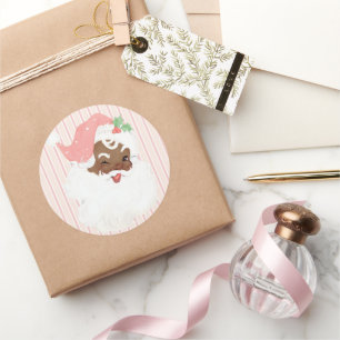  Rosa Vintage Winking Black Santa Runt Klistermärke