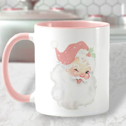  Rosa Vintage Winking Santa jul Mugg