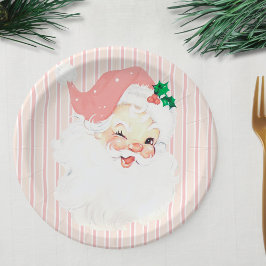 Rosa Vintage Winking Santa jul Party