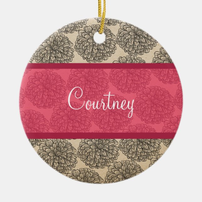 Rosa Vintage Zinnia Ornament (Framsidan)