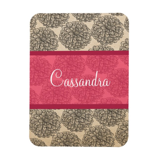 Rosa Vintage Zinnia Premium Magnet (Vertikal)