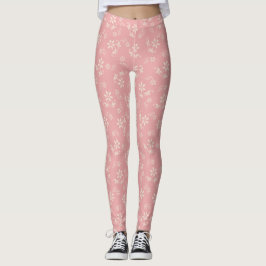 Rosa vintageblommigtdamasker leggings