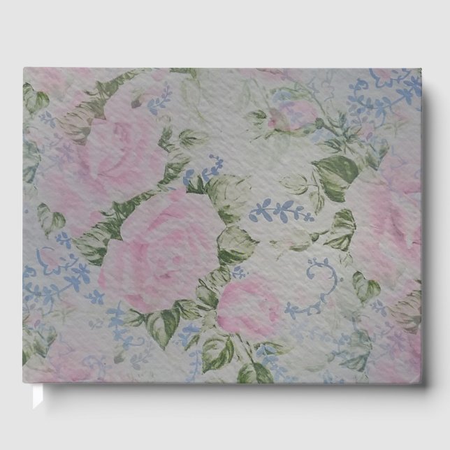Rosa vintageblommor gästböcker (Framsida)
