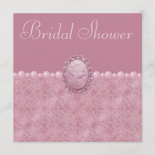 Rosa vintageCameo & pärlamöhippa Inbjudningar