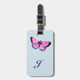 rosa vintagefjäril no2 bagagebricka