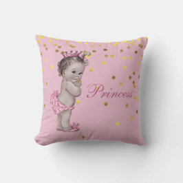 Rosa vintagePrincess Behandla som ett barn Guld Kudde