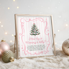 Rosa vinter Babyshower Hur stor är Mamma mage Poster