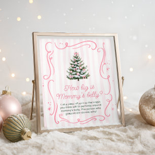 Rosa vinter Babyshower Hur stor är Mamma mage Poster
