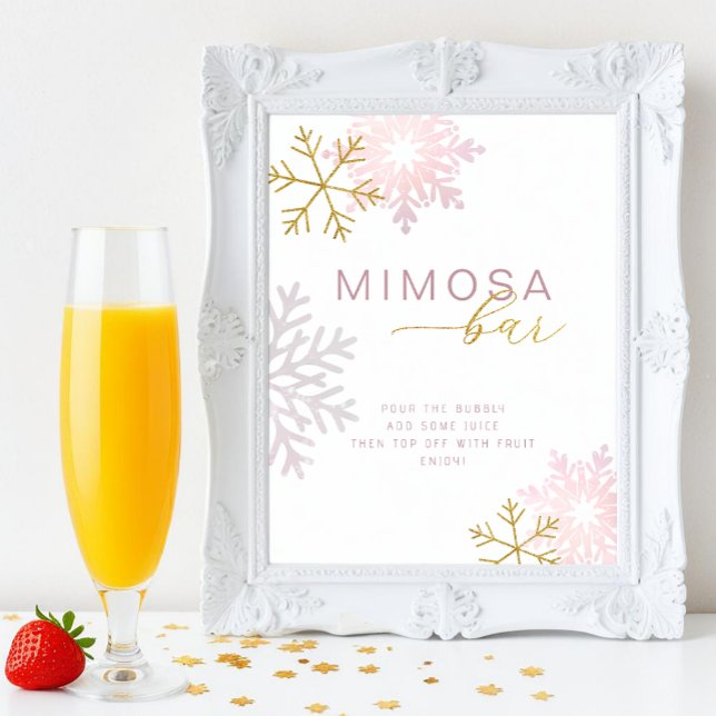 Rosa Vinter Babyshower Mimosa Bar Skylt (Mimosa Bar Tabletop Sign)