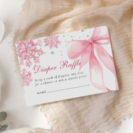 Rosa Vinter Bow Baby Shower Raffle Tilläggskort