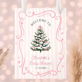 Rosa Vinter Flicka Baby Shower Välkomst Poster