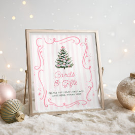 Rosa vinter jul baby shower-kort och presenter poster