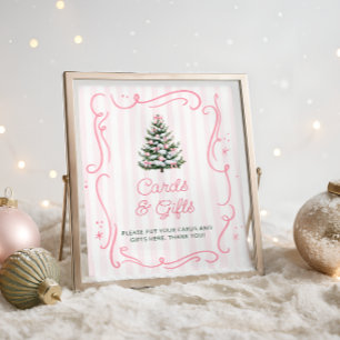 Rosa vinter jul baby shower-kort och presenter poster