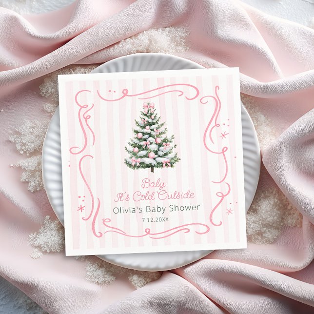Rosa vinter julgran baby shower pappersservett (Skapare uppladdad)