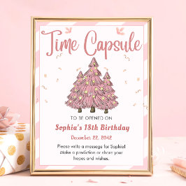 Rosa Vinter Julgran Birthday Time Capsule Poster
