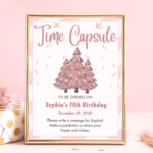 Rosa Vinter Julgran Birthday Time Capsule Poster (Skapare uppladdad)