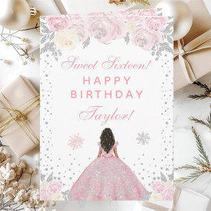 Rosa Vinter Mörk Hy Prinsessa Sweet Sixteen Kort