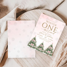 Rosa vinter Onederland snöflinga 1-års födelsedags