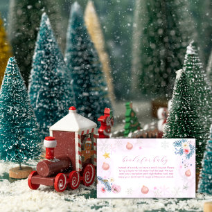 Rosa Vinter Snöflinga Blommig Bok Baby Shower Tilläggskort
