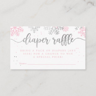 Rosa vinter snöflingor Baby Shower Blöja Lotteri Tilläggskort