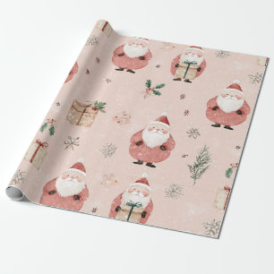 Rosa vinter - Tomte, Snöflingor, Järnek (3) Presentpapper