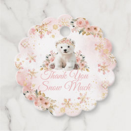 Rosa Vinter White Bear its a Girl Baby Shower Gåvor Etiketter