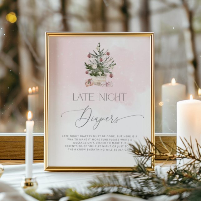  rosa vinterblöjor för snöflingor för sent kvällst poster (Skapare uppladdad)