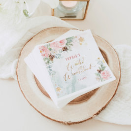  rosa Vinterflickfödelsedag Pappersservett