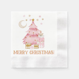 Rosa vinterkandisbjörn av helgdag pappersservett