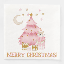 Rosa vinterkandisbjörn av helgdag pappersservett