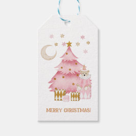 Rosa vinterkandisbjörn av helgdag presentetikett