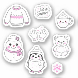 Rosa vinterpaket för Stickers Pack Klistermärken