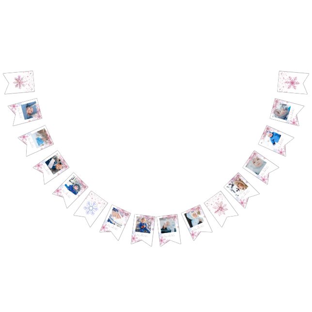 rosa vintersaga foto bunting banner vimplar (Alla)