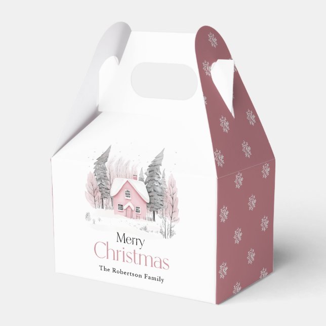 Rosa vinterstugus jul presentaskar (Framsidan Sidan)