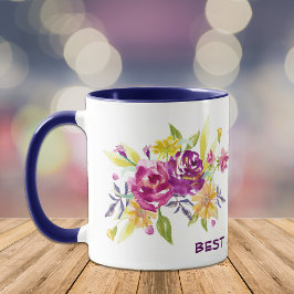 Rosa Violet Blommigt Best Mamma Kaffemugg