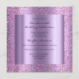 Rosa Violet Confetti Möhippa födelsedag 16:e Inbjudningar