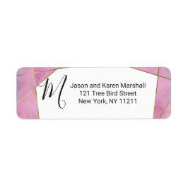 Rosa Violet Guld Watercolor Geo Adress Returadress Etikett