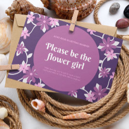 Rosa Violet Illustrated Flower Girl Bröllop Card Inbjudningar